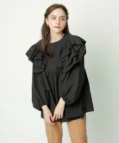 CADUNEカデュネ☆フリルブラウス黒美品