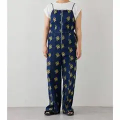 新品　ハローサンフランシスコ　刺繍デニムビスチェキャミサロペット　ネイビー