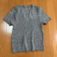 SHEIN DAZY グレー Vネック 半袖ニット クロップド丈
