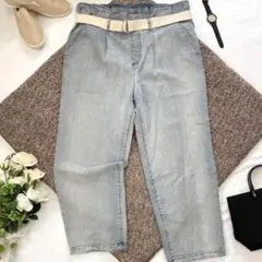 【w closet】おしゃれデニムジーンズ ベルト付き