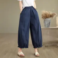 3色展開 シンプル 着痩せ ワイドパンツ オシャレ 切り替 ポケット付き