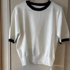 ホワイト 半袖ニット Mサイズ