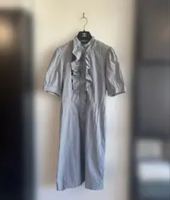 APC アーペーセー　シャツワンピース　ストライプ　ブルー　フリル
