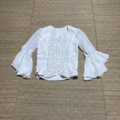 フラメンコHERMOSA フリル付きホワイトトップス　Sサイズ
