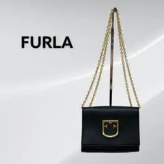 フルラ ヴィヴァ ミニ ポシェット ロゴ金具 レザー チェーン ショルダーバッグ