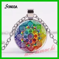 No.61【新品】曼荼羅アートネックレス サンスクリット オーム
