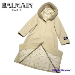 BALMAIN PARIS バルマン ロングコート アンゴラ ファー フード