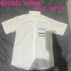 GLOBAL WORK 半袖シャツ M メンズ ボタンダウン 白