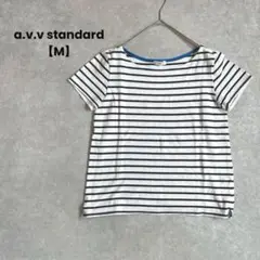 a1293＊a.v.v standard 半袖Tシャツ白【M】ボーダーカジュアル