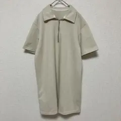 《Dazy》デイジー ポロシャツ ベージュ ハーフジップ　半袖 ラフ　シンプル