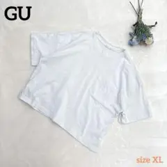 【GU ジーユー】ヘビーウエイト Tシャツ 半袖　ホワイト　スリット　XL