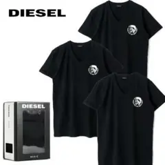 DIESEL ディーゼル VネックTシャツ 黒S 3枚セット 【新品未開封】
