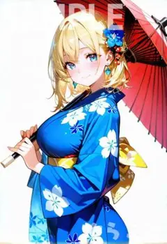浴衣 美少女 可愛い コスプレ イラスト A4 ポスター M111:ぐらころ