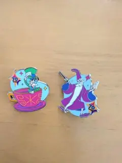 カルフォルニアディズニー　70周年記念ピンバッジセット　マッドハッター マーリン