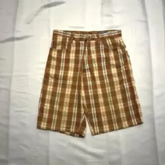 check shorts 茶色系　ハーフパンツ　used