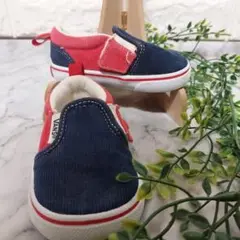 VANS ネイビー/レッド スリッポンシューズ