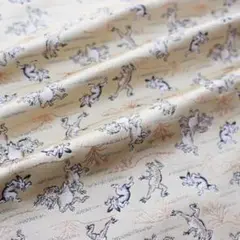 Japanese金らん　鳥獣戯画シャンパンゴールド　70cm×30cm