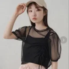 Kastane キャミ付きチュールTee