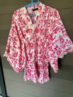ピンク 花柄 浴衣ドレス 140cm