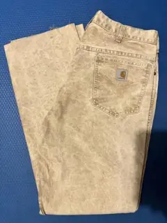00s Carhartt ベージュ 鬼フェード　ワークパンツ