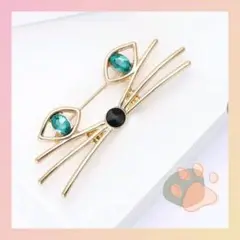猫顔 デザイン ゴールド ブローチ シンプル (=^ェ^=)