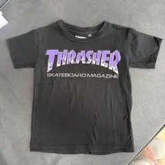 THRASHER キッズ Tシャツ 黒 フレイムロゴ　100cm