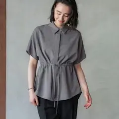crewre　クルーレ　セミドルマンドロストデザインシャッツ　トープグレー