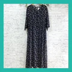 新品★chocol raffine robe◆花柄ロングワンピース（F)　紺