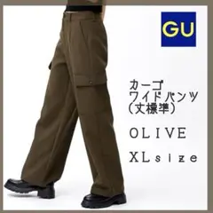 GU カーゴワイドパンツ 丈標準 / XL オリーブ