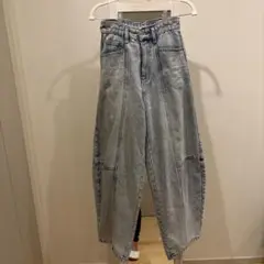 ハイウエストワイドレッグデニムパンツ
