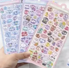 本日発送できます☆【3枚セット】カラフルな立体シールセット ぷくぷくシール