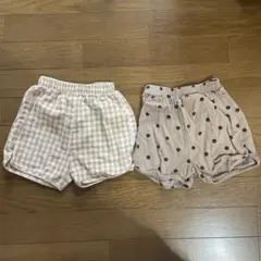 チェック柄・ドット柄ハーフパンツ2枚セット