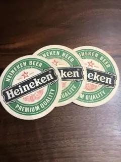 オランダ現地物 ハイネケン ビール用コースター 3枚セット Heineken