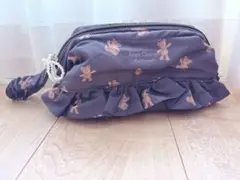 しまむら（辻希美）Angé Charme クマ柄フリルポーチ　ブラック新品