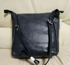Real Leather 本革 ショルダーバッグ ネイビー 日本製