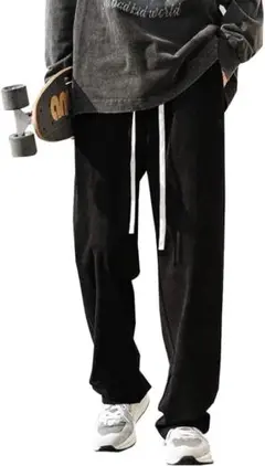 黒 スリムフィットパンツ XL