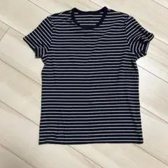 UNIQLOネイビー/ホワイトストライプ 半袖TシャツXL