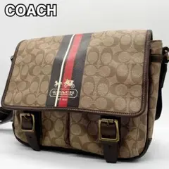 COACH コーチF70077メッセンジャーバッグ　pvcレザー COACH F70077 シグニチャー ヘリテージストライプPVC ショルダー