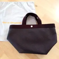 美品 エルベシャプリエ 舟型トートバッグM 707GP モカ×モカ