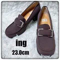 【美品】ing イング チャンキーヒール スクエアトゥパンプス 23.0cm