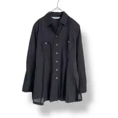 vie paisible スキッパーシャツブラウス　黒　バックリボン　薄手　L