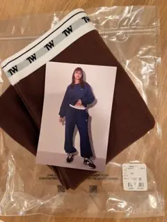 TW リブ編みブラウンショートパンツ　ショートレギンス