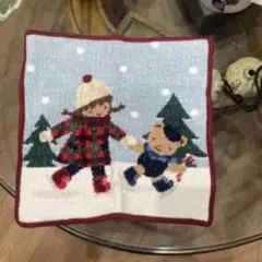 子供と犬の刺繍クッションカバー