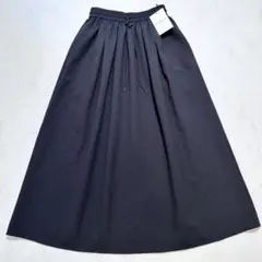 24SS タグ付き✨マカフィー シアーサッカーギャザーロングスカート 黒 34