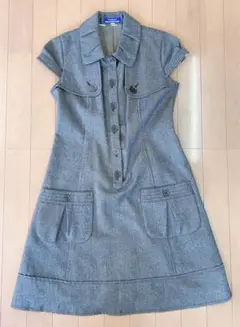 Burberry 茶系グレー 半袖 ひざ丈ワンピース