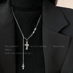 メンズ 十字架 【数量限定】 ネックレス ダブルクロス レディース シルバー