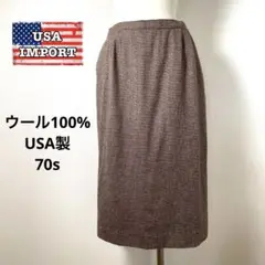 千鳥柄チェック【アメリカ古着】ペンドルトン超美品タイトスカートウールベージュ