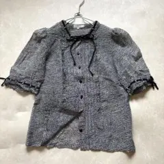 【美品】Leilian レリアン フリル　リボン　ブラウス 9号 ドット柄