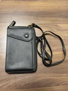 ブラック スマホショルダーバッグ式長財布