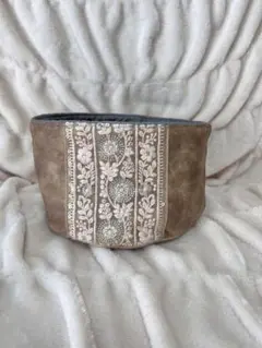 新品未使用 小物入れ ファブリックボックス インド刺繍リボン ベロア